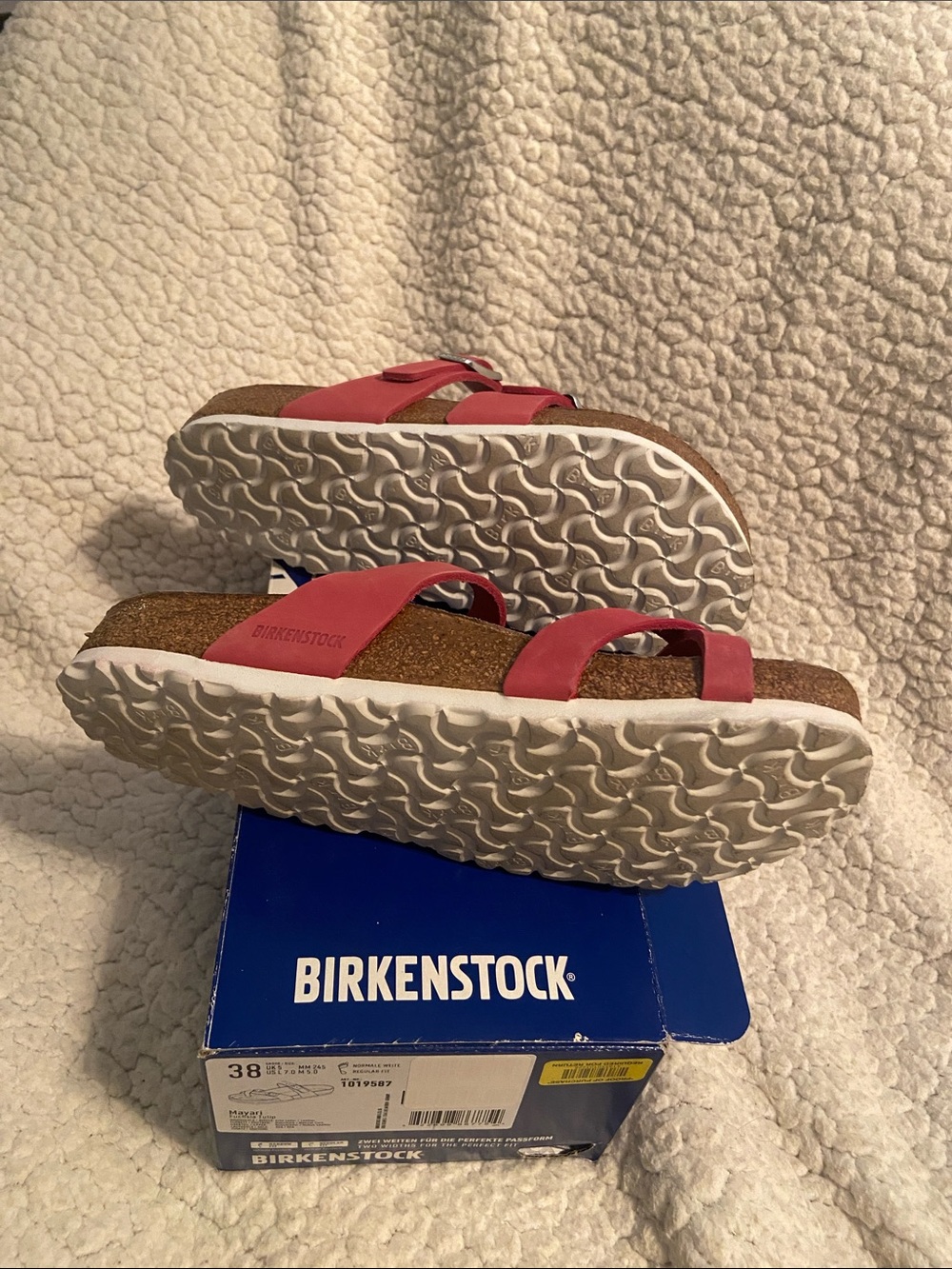 Birkenstock women’s Red uDouble-Strap Toe-Loop Sandals - Picture 3 of 14